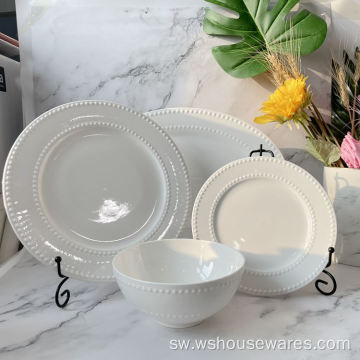 Pearl Embossed White Porcelain Tableware